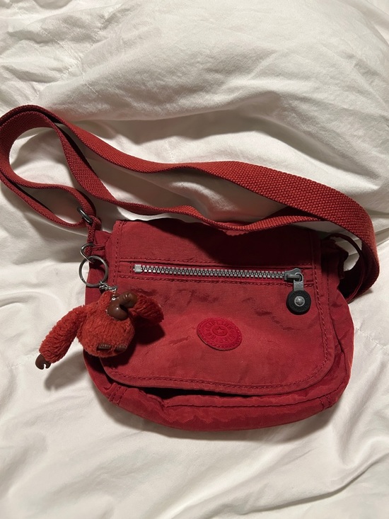 Kipling Handbags - Kipling Burgundy Small Crossbody Bag with Monkey Charm